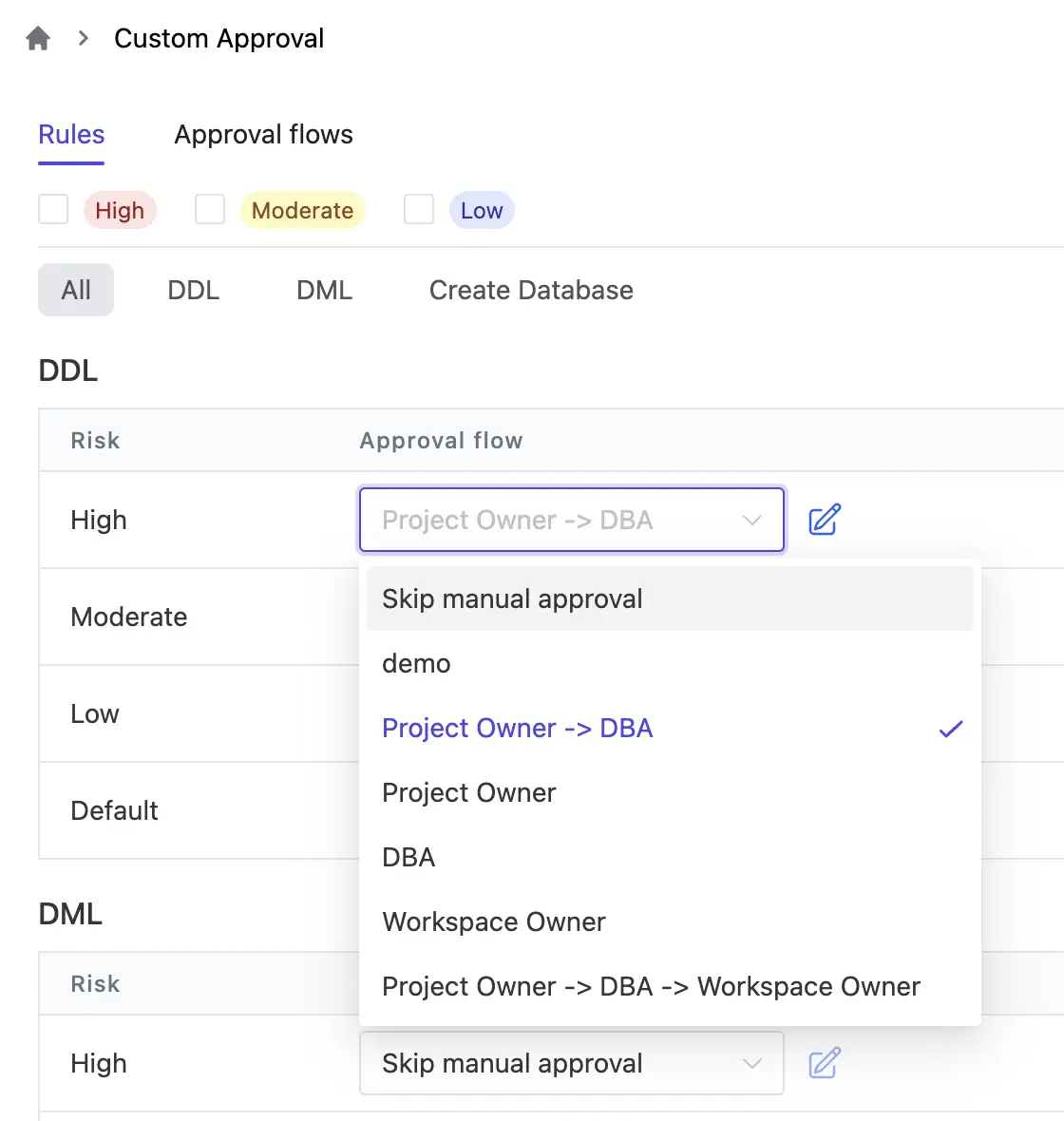 Bytebase custom approval flow configuration